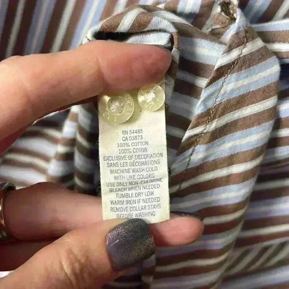 American Eagle Vintage Fit Long Sleeve Striped Button Down Shirt Size Large - Picture 7 of 8